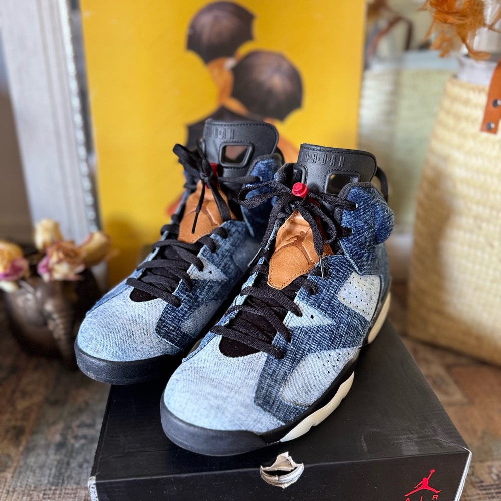 Jordan Athletic Shoes in Denim and Black